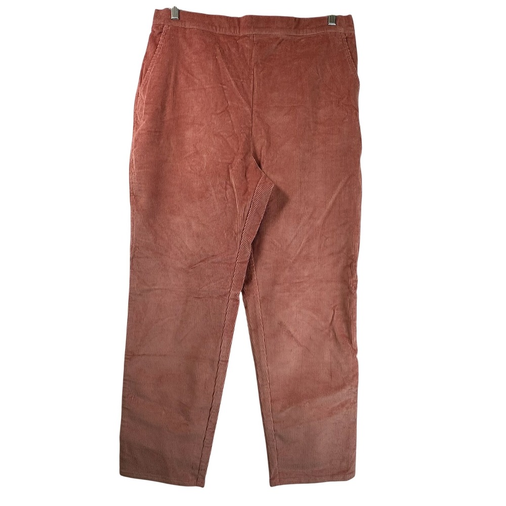 Denim & Co Rose Corduroy Pants XL High Rise Straight Leg Elastic Back Pockets